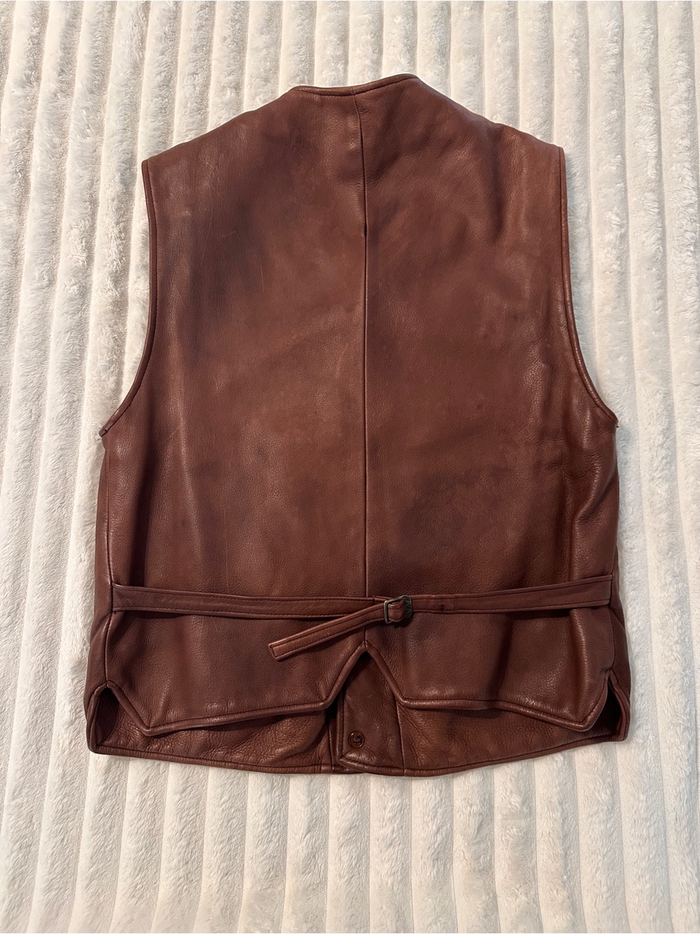 VINTAGE Ralph Lauren Brown Leather Button-Front Vest RARE Find - Picture 11 of 12